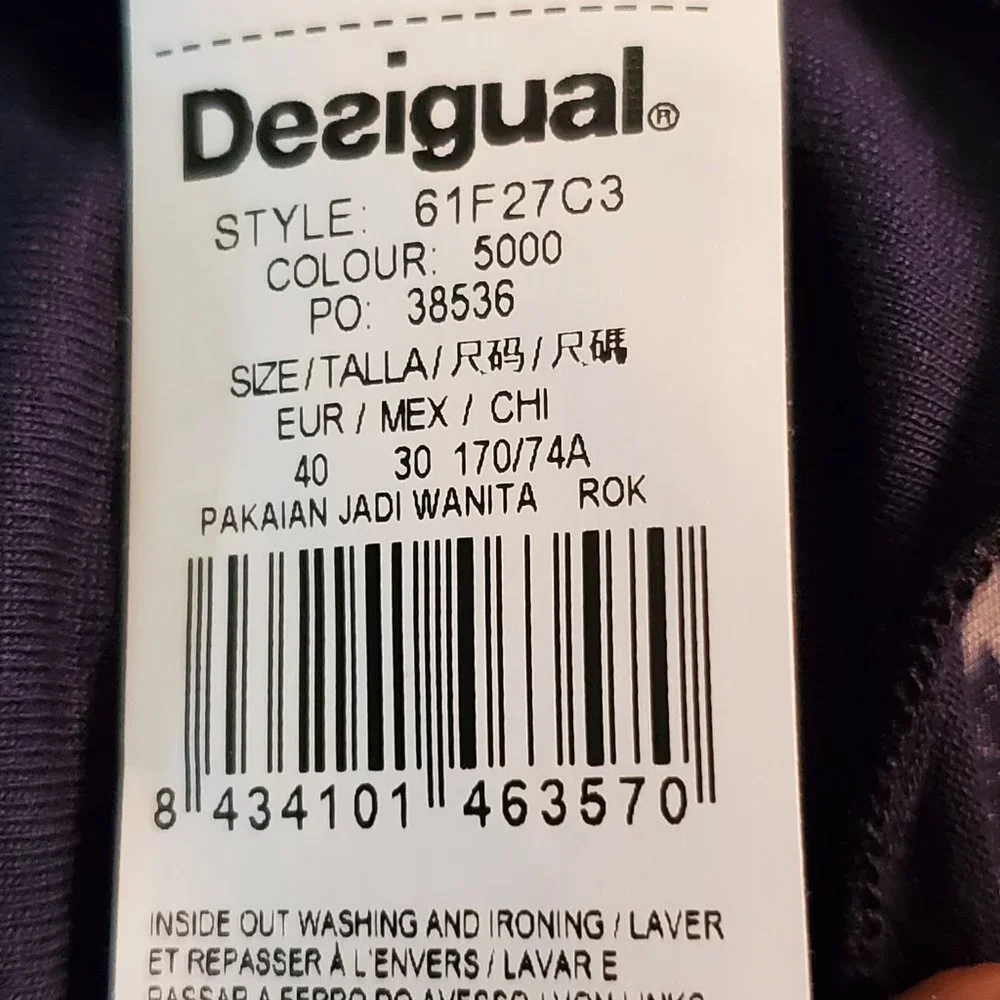 DESIGUAL Blue Patchwork Flare Skirt 40/6 EUC - Picture 8 of 9